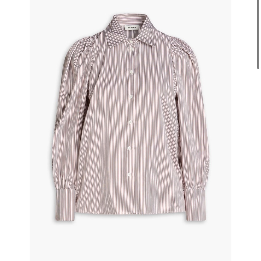 Sandro Maroon/White Size small NWT long sleeve button down shirt